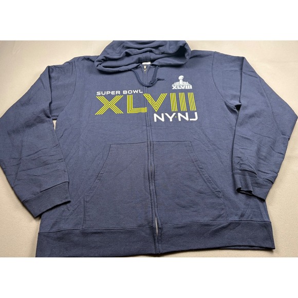 NFL Other - Super Bowl XLVIII NY NJ NFL Team Apparel Navy Blue Full Zip Hoodie Mens Large
